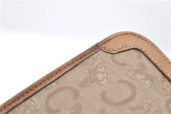 Authentic CELINE C Macadam Pattern Clutch Bag PVC Leather Beige 4578C