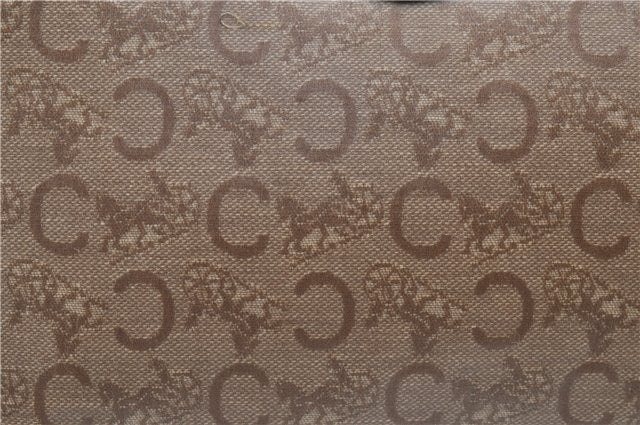 Authentic CELINE C Macadam Pattern Clutch Bag PVC Leather Beige 4578C