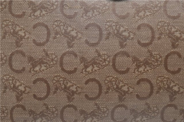 Authentic CELINE C Macadam Pattern Clutch Bag PVC Leather Beige 4578C