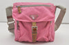 Authentic PRADA Nylon Tessuto Leather Shoulder Cross Body Bag Purse Pink 4579I