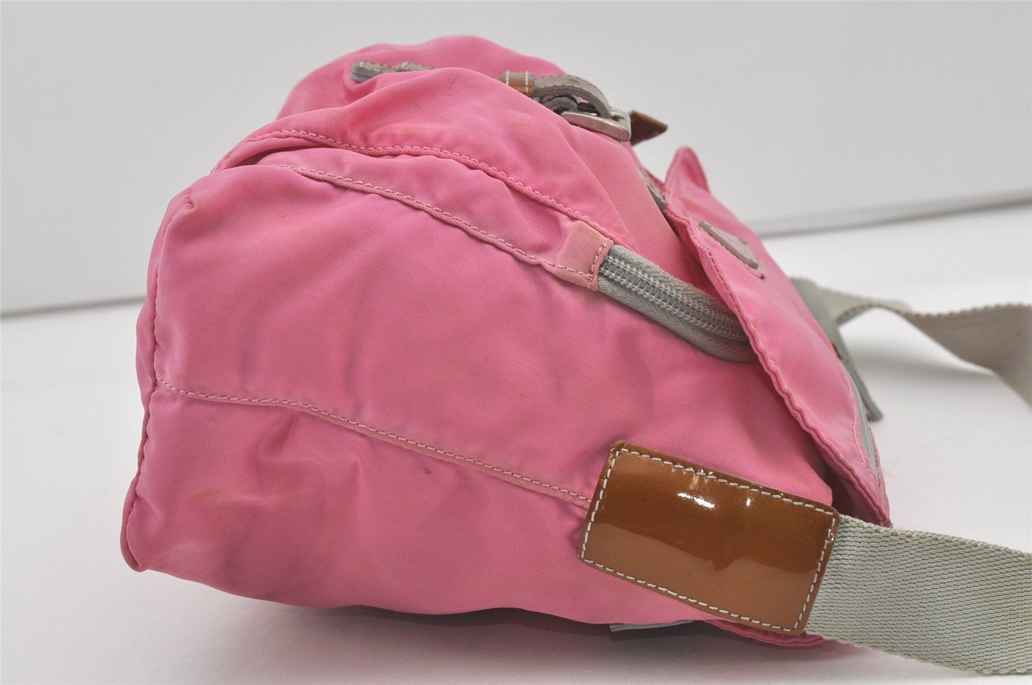 Authentic PRADA Nylon Tessuto Leather Shoulder Cross Body Bag Purse Pink 4579I