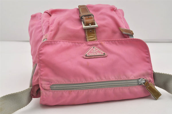 Authentic PRADA Nylon Tessuto Leather Shoulder Cross Body Bag Purse Pink 4579I