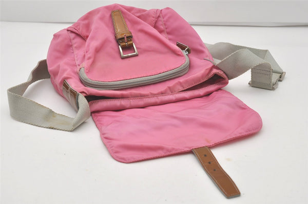 Authentic PRADA Nylon Tessuto Leather Shoulder Cross Body Bag Purse Pink 4579I