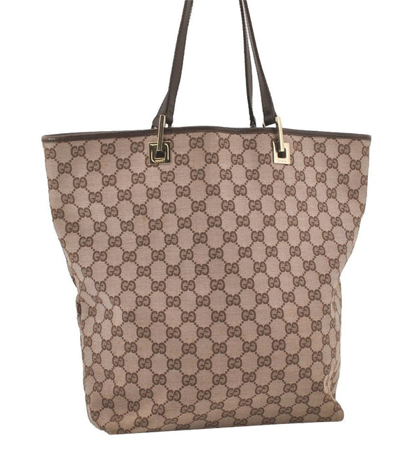 Authentic GUCCI Vintage Shoulder Tote Bag GG Canvas Leather 0021098 Brown 4581I