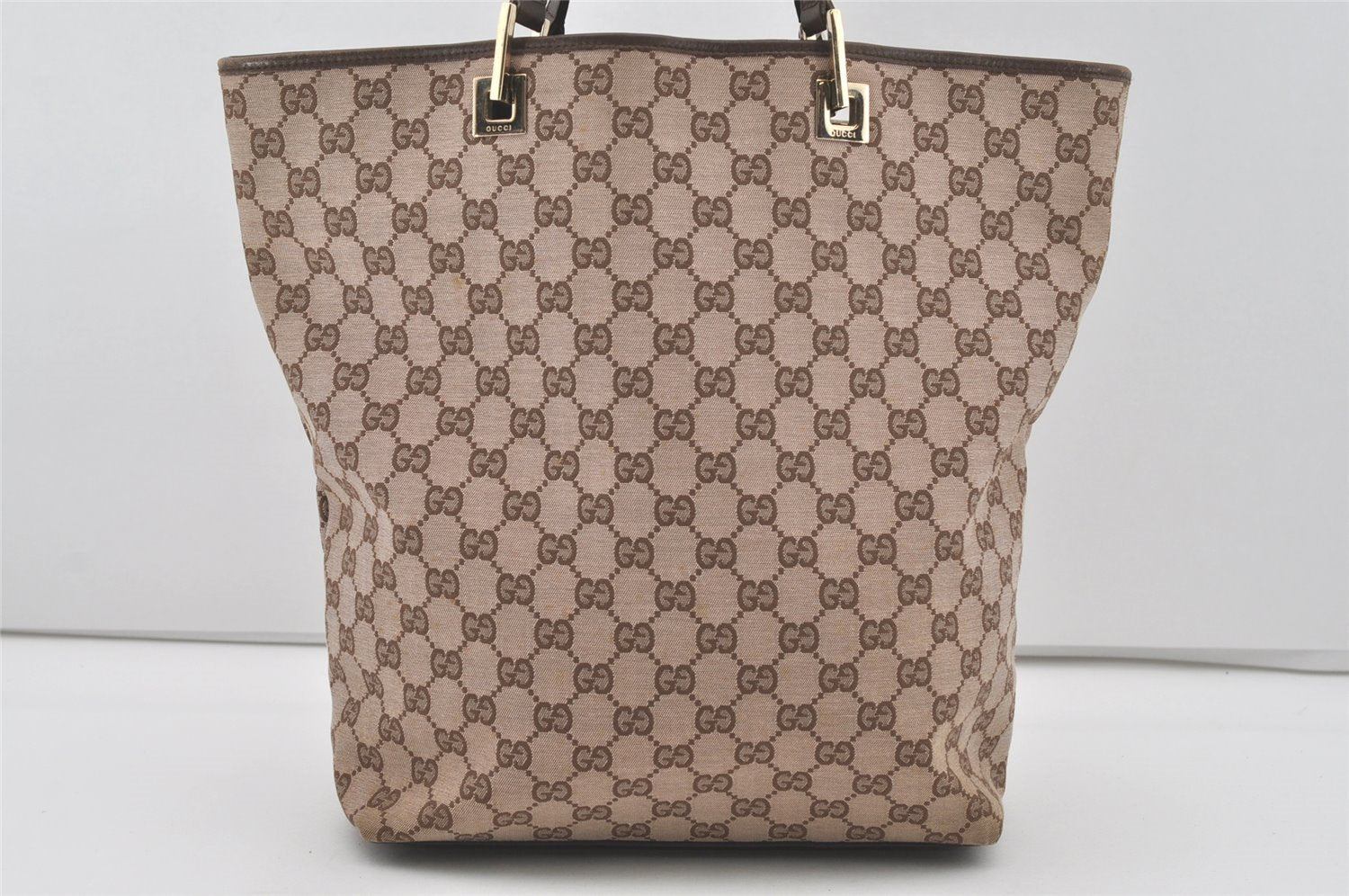 Authentic GUCCI Vintage Shoulder Tote Bag GG Canvas Leather 0021098 Brown 4581I