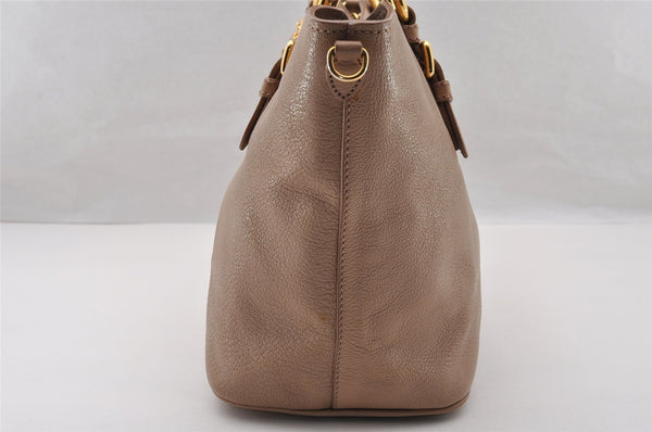 Authentic MIU MIU Vintage Leather 2Way Shoulder Hand Tote Bag Purse Beige 4583I