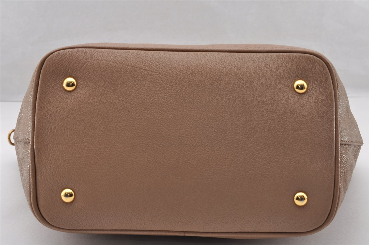 Authentic MIU MIU Vintage Leather 2Way Shoulder Hand Tote Bag Purse Beige 4583I
