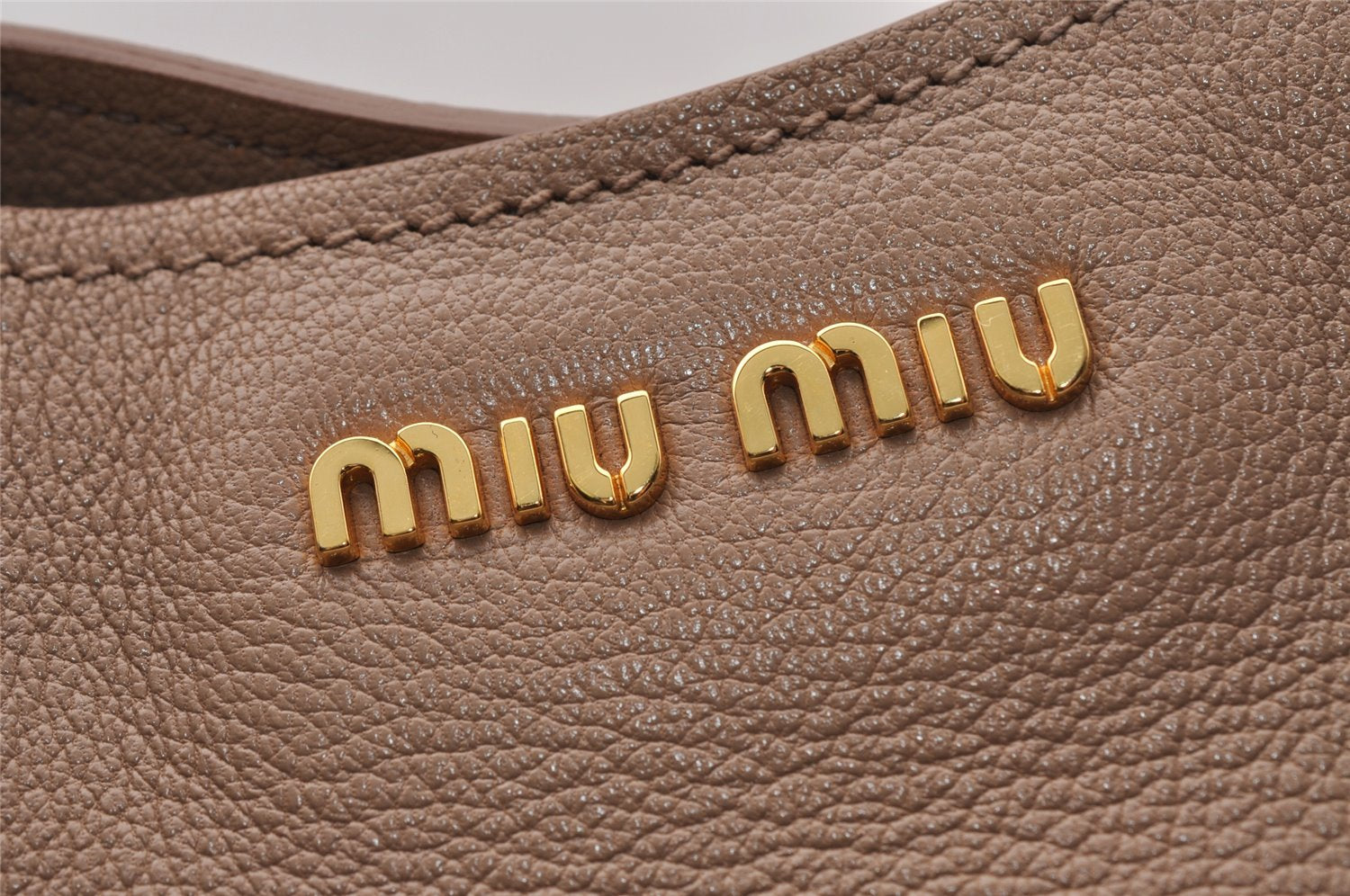 Authentic MIU MIU Vintage Leather 2Way Shoulder Hand Tote Bag Purse Beige 4583I