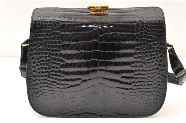 Authentic GUCCI Vintage Shoulder Cross Body Bag Purse Leather Black 4584F