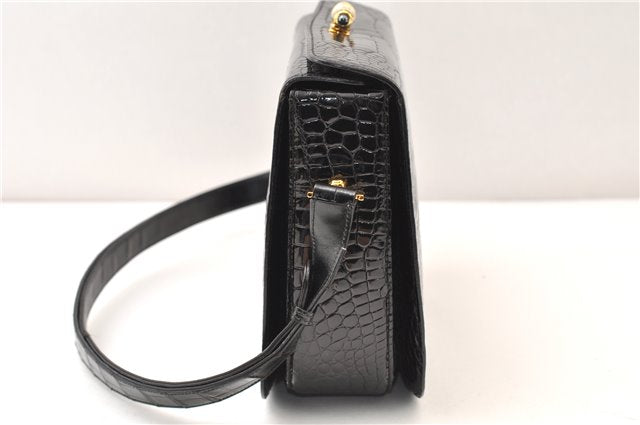 Authentic GUCCI Vintage Shoulder Cross Body Bag Purse Leather Black 4584F