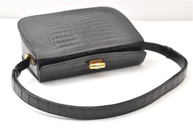 Authentic GUCCI Vintage Shoulder Cross Body Bag Purse Leather Black 4584F