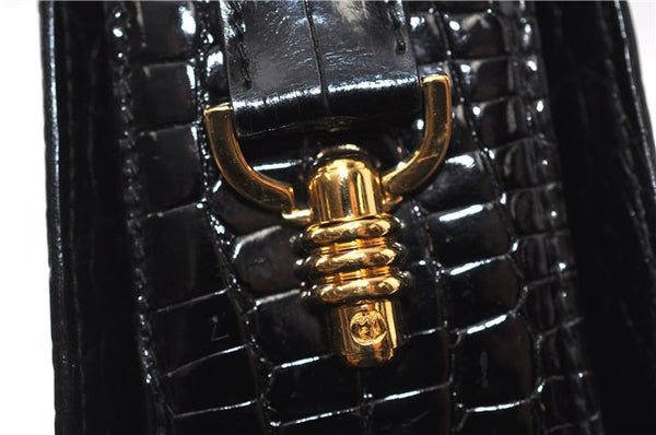 Authentic GUCCI Vintage Shoulder Cross Body Bag Purse Leather Black 4584F