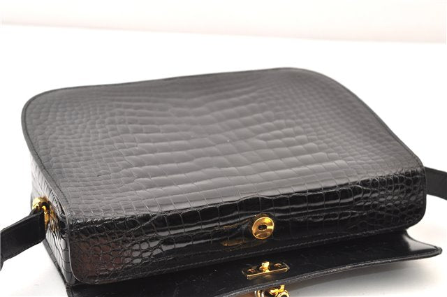 Authentic GUCCI Vintage Shoulder Cross Body Bag Purse Leather Black 4584F