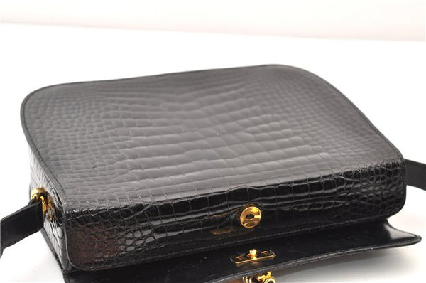 Authentic GUCCI Vintage Shoulder Cross Body Bag Purse Leather Black 4584F