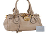 Authentic Chloe Paddington Vintage Leather Shoulder Hand Bag Purse Beige 4586I