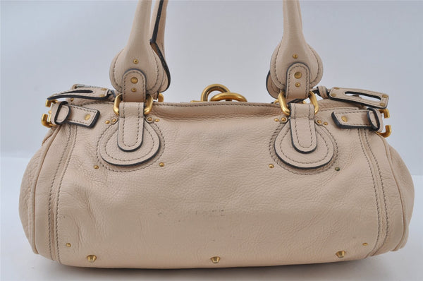 Authentic Chloe Paddington Vintage Leather Shoulder Hand Bag Purse Beige 4586I