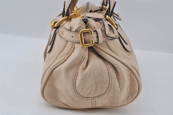 Authentic Chloe Paddington Vintage Leather Shoulder Hand Bag Purse Beige 4586I