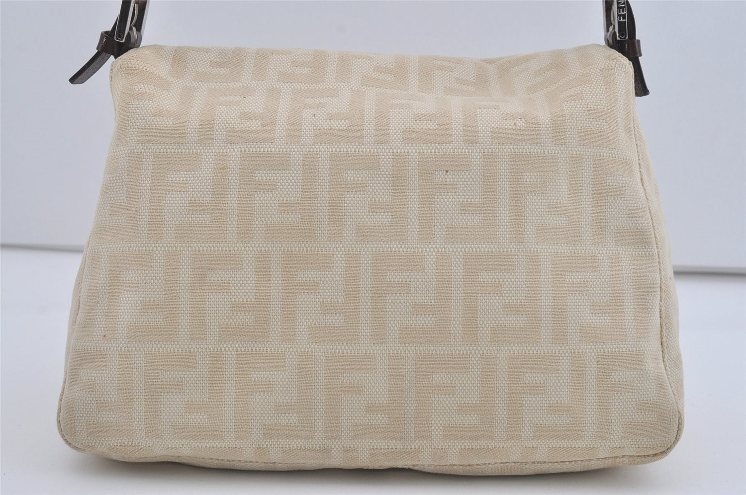 Authentic FENDI Zucca Mamma Baguette Shoulder Bag Canvas Leather Beige 4589I