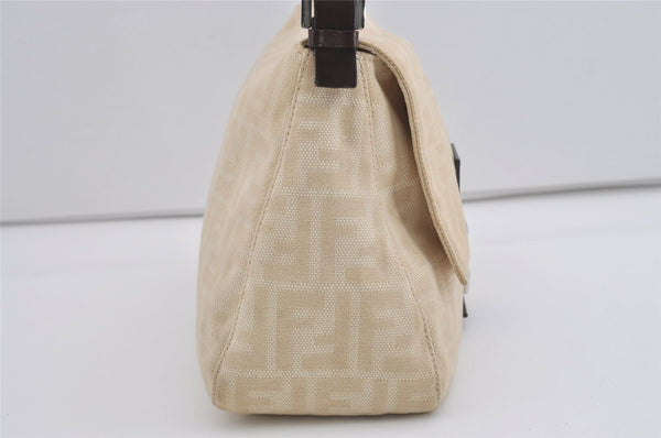 Authentic FENDI Zucca Mamma Baguette Shoulder Bag Canvas Leather Beige 4589I