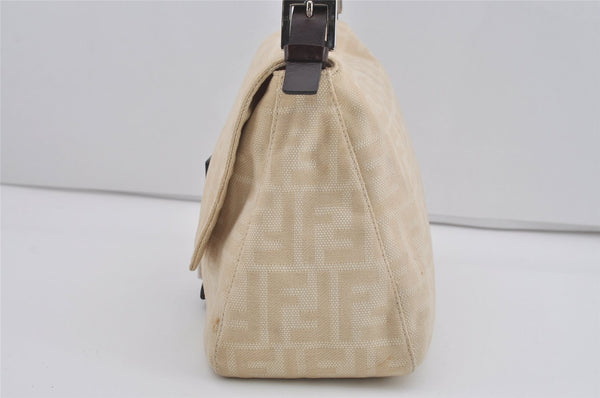 Authentic FENDI Zucca Mamma Baguette Shoulder Bag Canvas Leather Beige 4589I