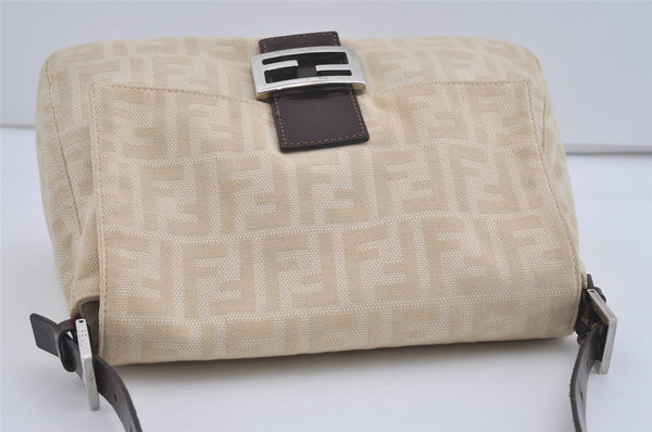 Authentic FENDI Zucca Mamma Baguette Shoulder Bag Canvas Leather Beige 4589I