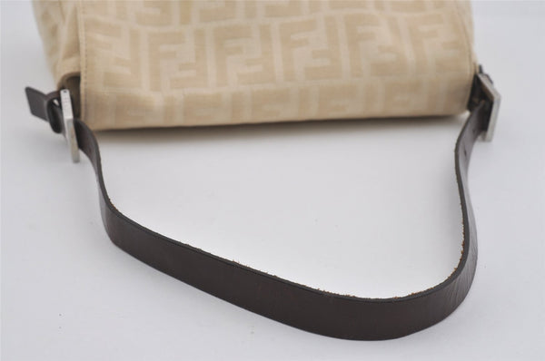 Authentic FENDI Zucca Mamma Baguette Shoulder Bag Canvas Leather Beige 4589I