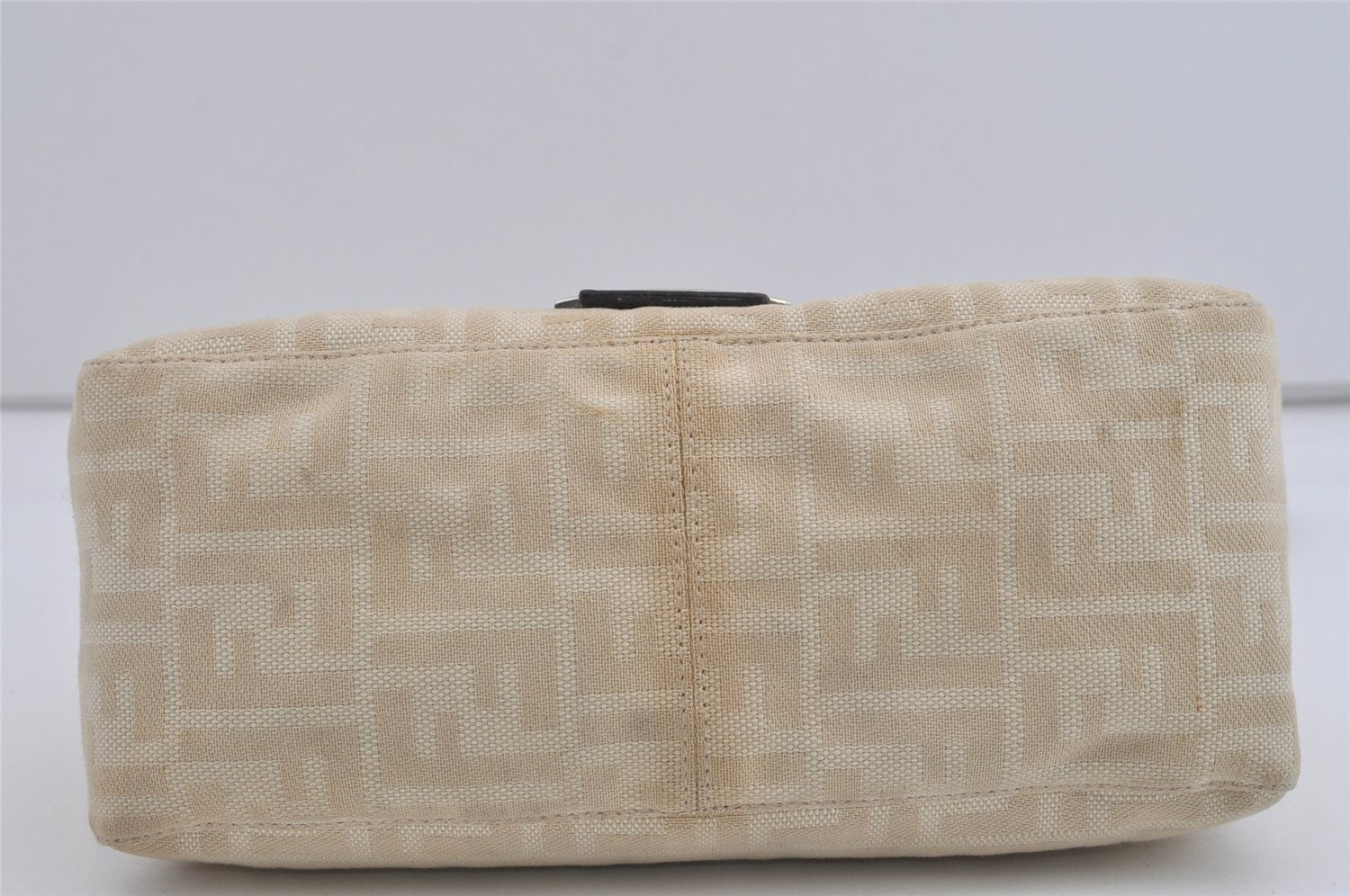 Authentic FENDI Zucca Mamma Baguette Shoulder Bag Canvas Leather Beige 4589I