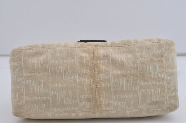 Authentic FENDI Zucca Mamma Baguette Shoulder Bag Canvas Leather Beige 4589I