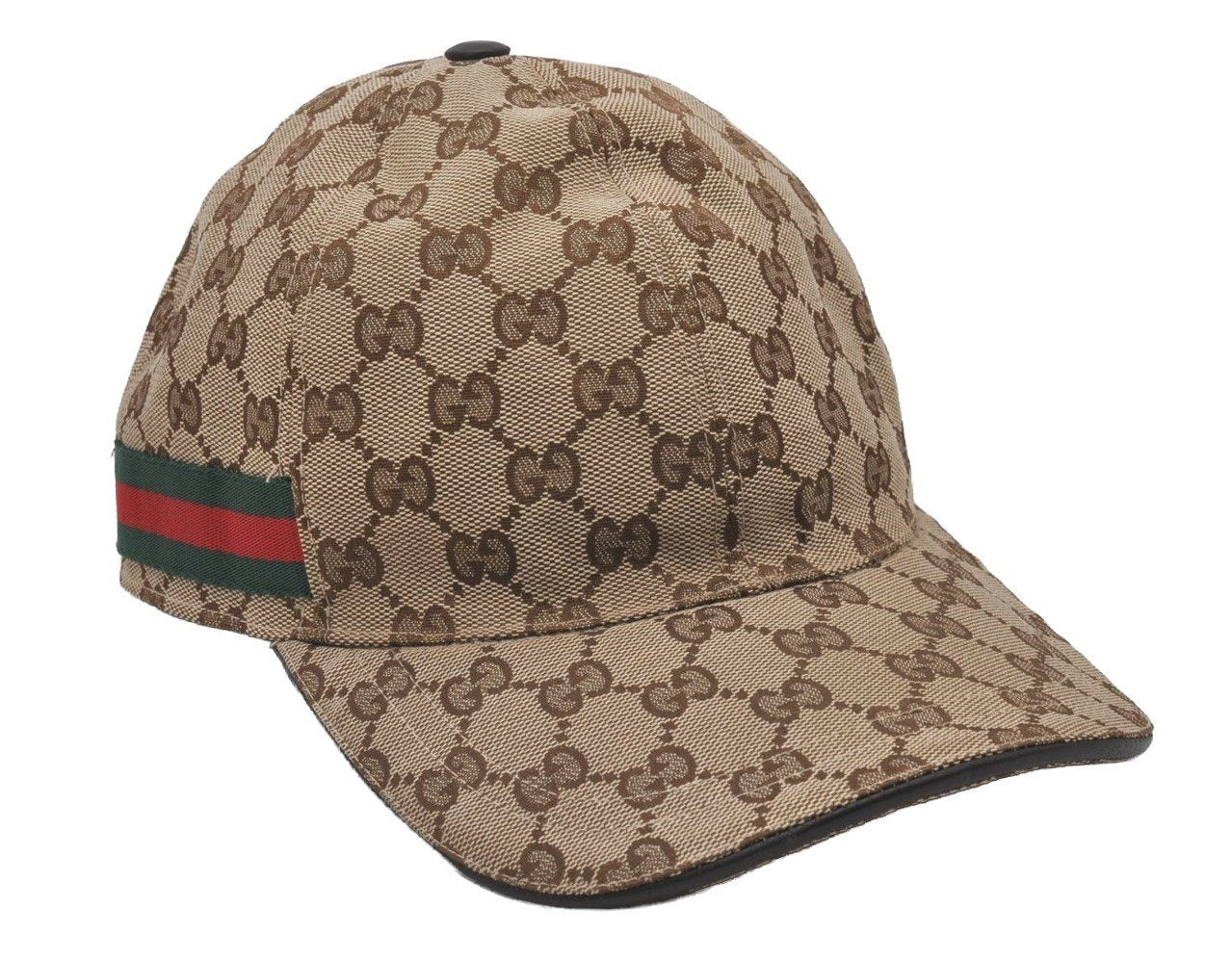 Authentic GUCCI Web Sherry Line Cap GG Canvas Leather Size M 200035 Brown 4590I