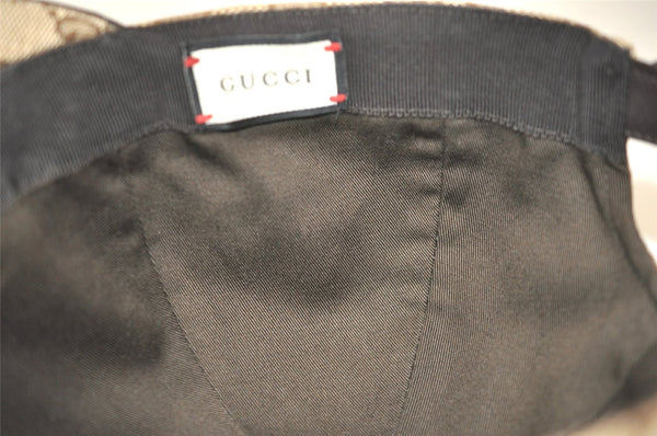 Authentic GUCCI Web Sherry Line Cap GG Canvas Leather Size M 200035 Brown 4590I