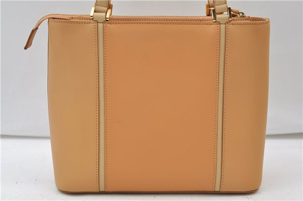 Authentic BURBERRY Vintage Leather Shoulder Hand Tote Bag Purse Beige 4592E
