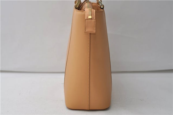 Authentic BURBERRY Vintage Leather Shoulder Hand Tote Bag Purse Beige 4592E
