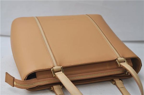 Authentic BURBERRY Vintage Leather Shoulder Hand Tote Bag Purse Beige 4592E