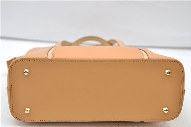 Authentic BURBERRY Vintage Leather Shoulder Hand Tote Bag Purse Beige 4592E