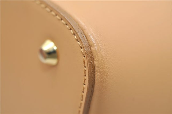 Authentic BURBERRY Vintage Leather Shoulder Hand Tote Bag Purse Beige 4592E