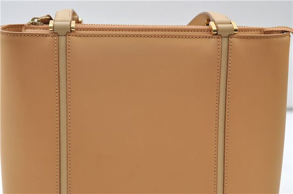 Authentic BURBERRY Vintage Leather Shoulder Hand Tote Bag Purse Beige 4592E