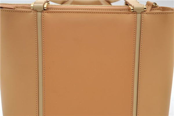 Authentic BURBERRY Vintage Leather Shoulder Hand Tote Bag Purse Beige 4592E