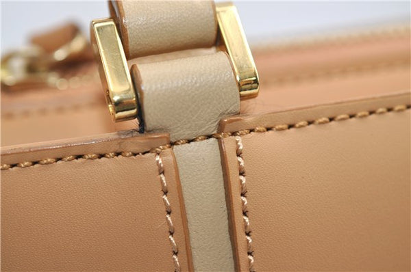 Authentic BURBERRY Vintage Leather Shoulder Hand Tote Bag Purse Beige 4592E