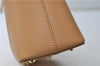 Authentic BURBERRY Vintage Leather Shoulder Hand Tote Bag Purse Beige 4592E