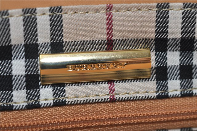Authentic BURBERRY Vintage Leather Shoulder Hand Tote Bag Purse Beige 4592E