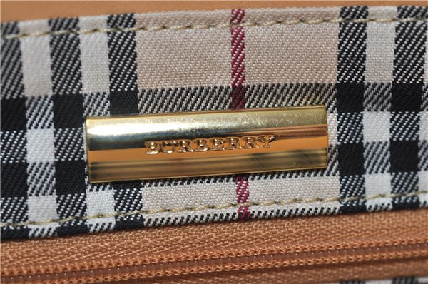 Authentic BURBERRY Vintage Leather Shoulder Hand Tote Bag Purse Beige 4592E