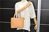 Authentic BURBERRY Vintage Leather Shoulder Hand Tote Bag Purse Beige 4592E