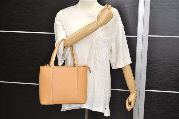 Authentic BURBERRY Vintage Leather Shoulder Hand Tote Bag Purse Beige 4592E