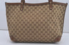 Authentic GUCCI Craft Shoulder Tote Bag GG Canvas Leather 247209 Brown 4596I