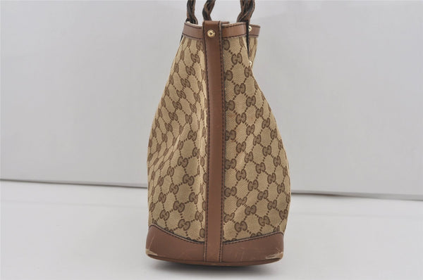 Authentic GUCCI Craft Shoulder Tote Bag GG Canvas Leather 247209 Brown 4596I