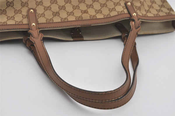 Authentic GUCCI Craft Shoulder Tote Bag GG Canvas Leather 247209 Brown 4596I