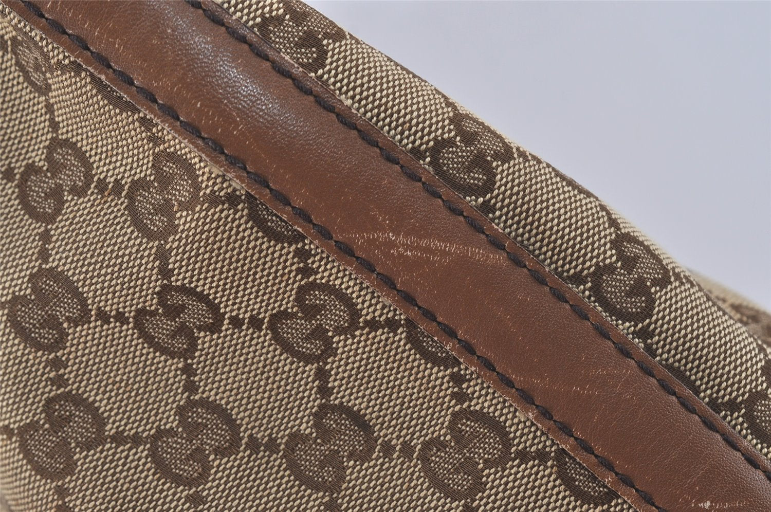 Authentic GUCCI Craft Shoulder Tote Bag GG Canvas Leather 247209 Brown 4596I