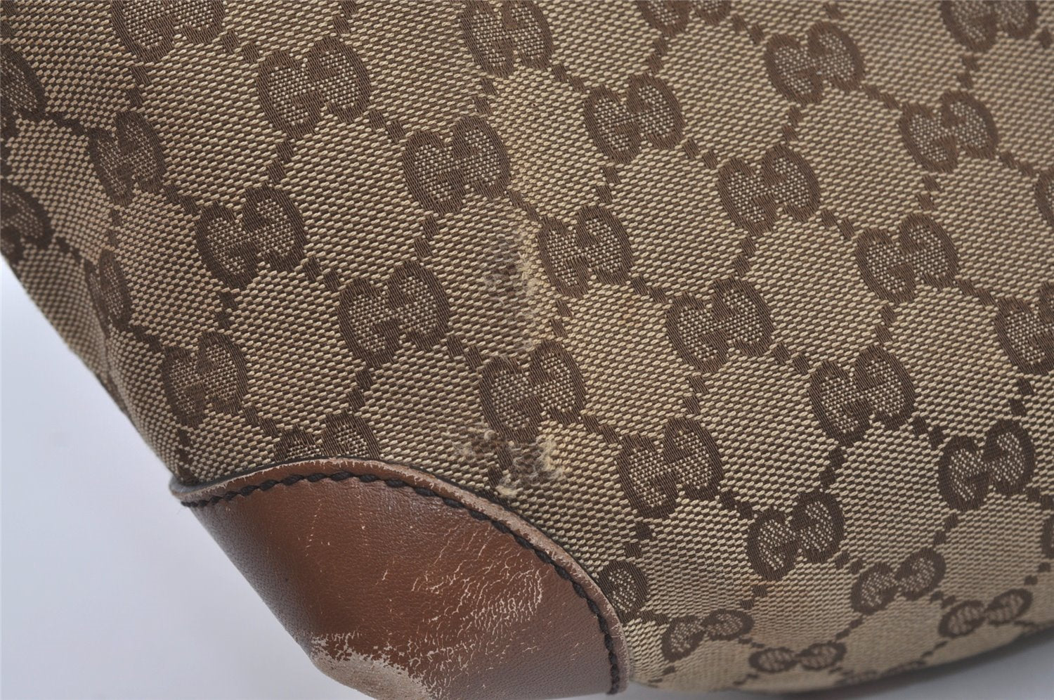 Authentic GUCCI Craft Shoulder Tote Bag GG Canvas Leather 247209 Brown 4596I