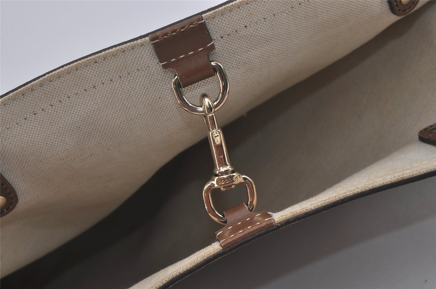 Authentic GUCCI Craft Shoulder Tote Bag GG Canvas Leather 247209 Brown 4596I