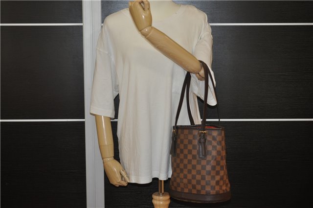 Authentic Louis Vuitton Damier Marais Bucket Shoulder Tote Bag N42240 LV 4597F